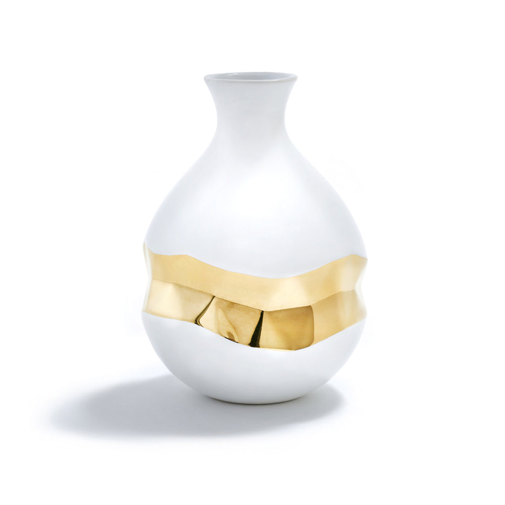 Talianna Oro Bud Vase, White w/Gold - ANNA New York
