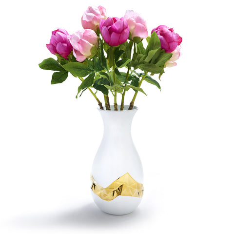 Talianna Oro Vase, White w/Gold - ANNA New York