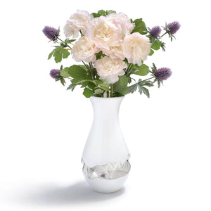 
            
                Load image into Gallery viewer, Talianna Oro Vase, White w/Silver - ANNA New York
            
        